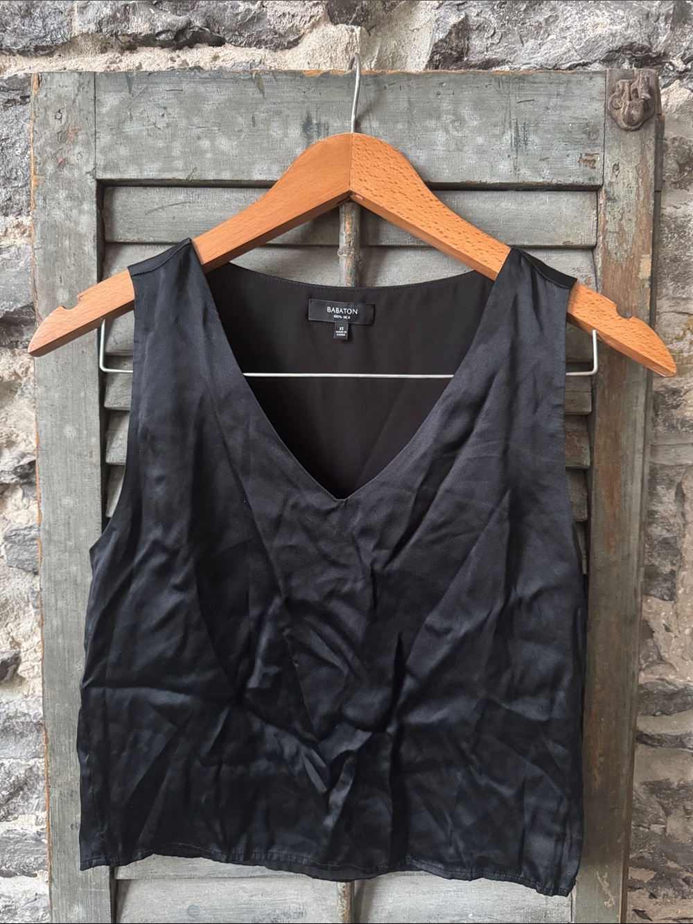 100% Silk Babaton Black V-Neck Camisole